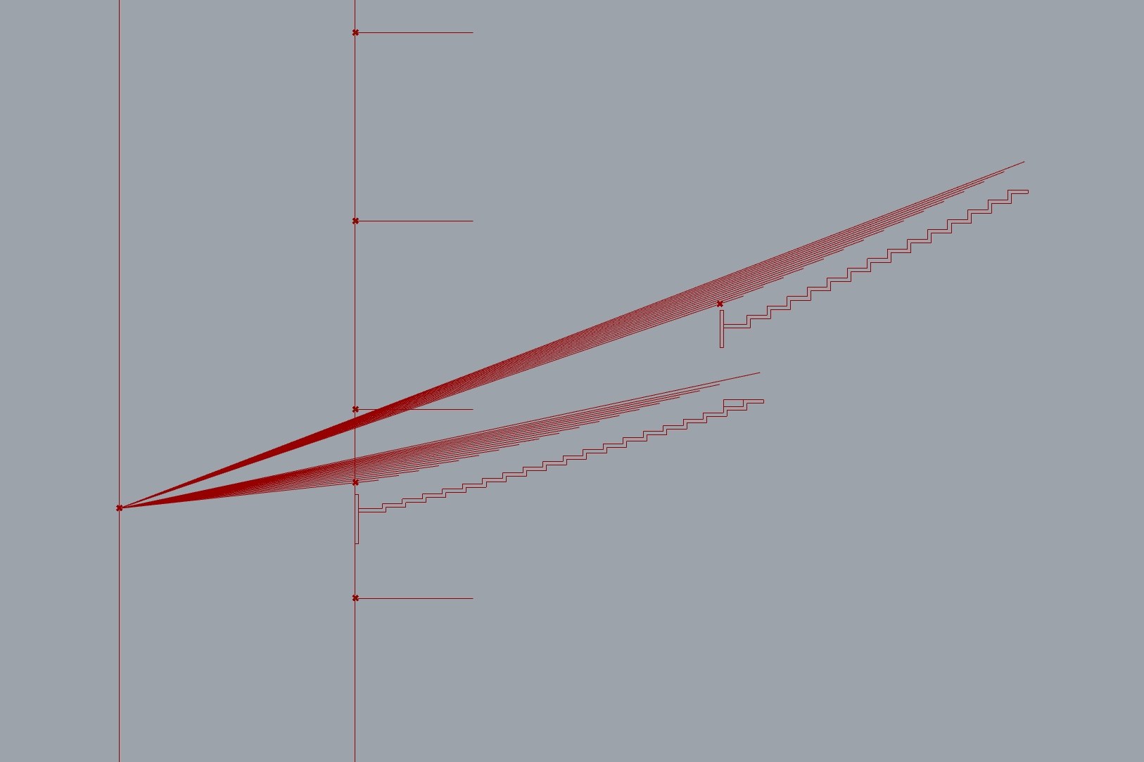 Two tiers of stepped section with their sightlines to the focal point.