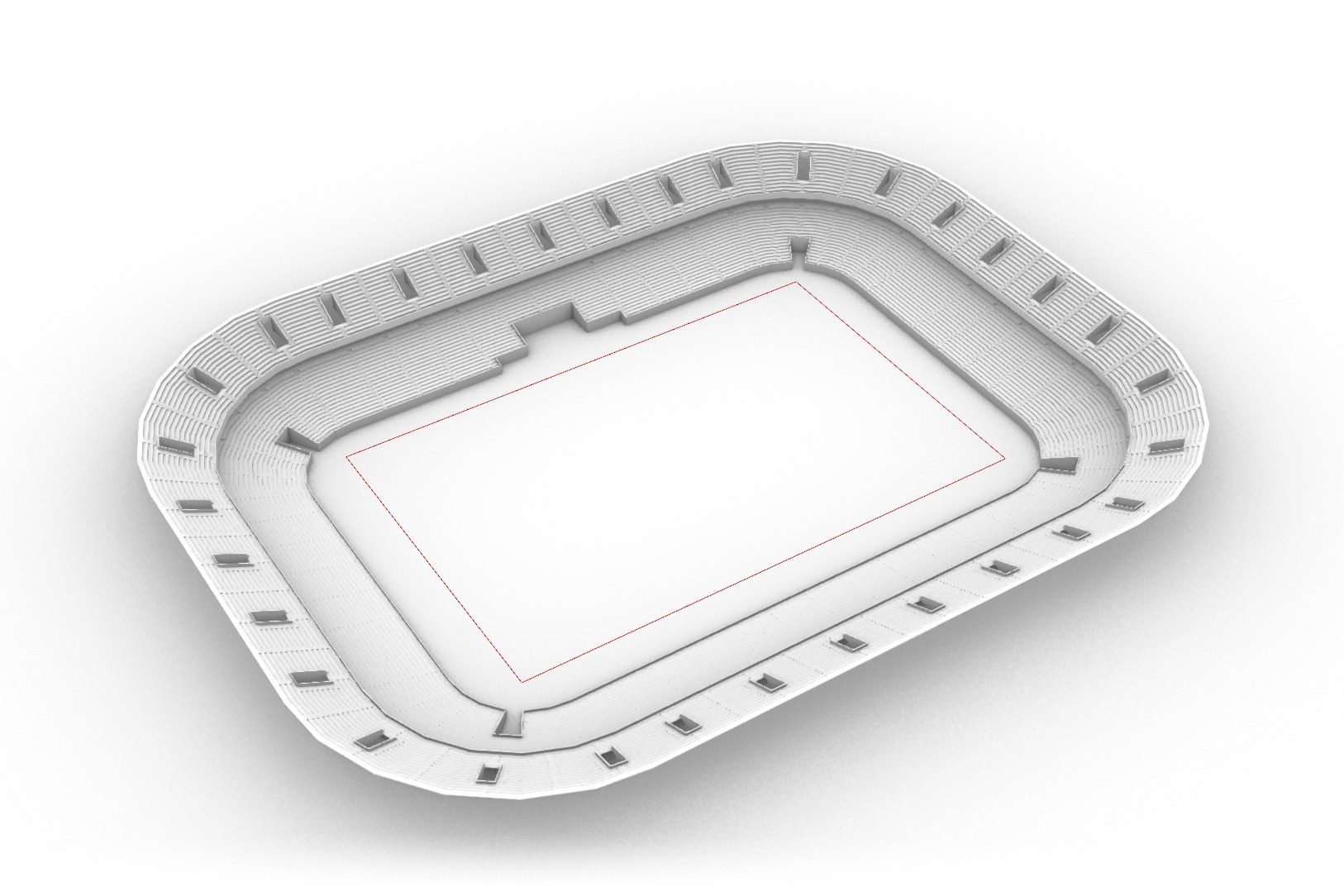 The bowl built as solids, with its stands and vomitory openings.